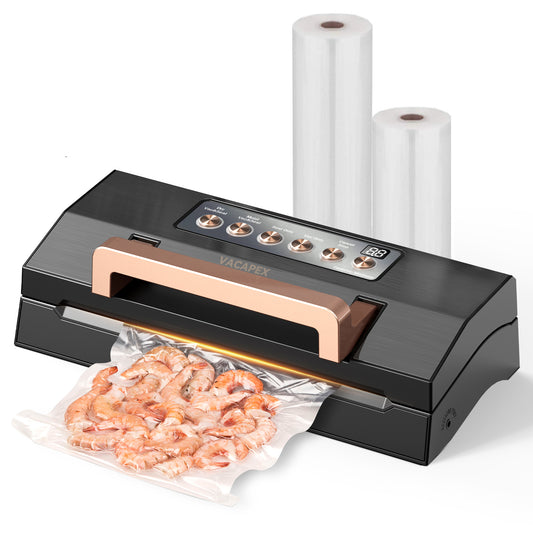 Vacuum Sealer, Stainless Steel Food Vacuum Sealer Machine with Detachable Drip Tray, Built-in Bag Storage and Cutter, Double Heat Seal, Versatile Food Preservation with Liquid/Moist/Dry Food