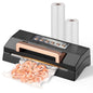 Vacuum Sealer, Stainless Steel Food Vacuum Sealer Machine with Detachable Drip Tray, Built-in Bag Storage and Cutter, Double Heat Seal, Versatile Food Preservation with Liquid/Moist/Dry Food